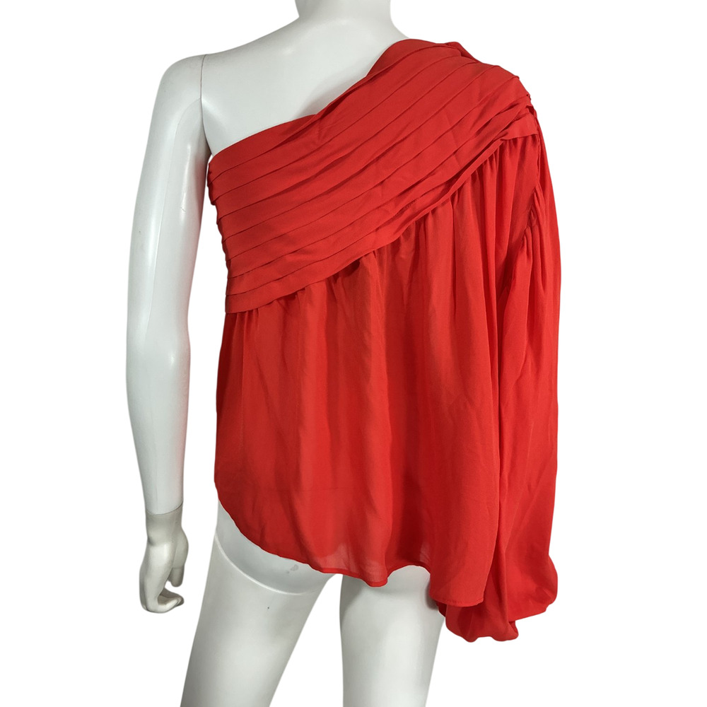 Farm Rio Draped Red Rose One Shoulder Blouse Size XS - Picture 3 of 4